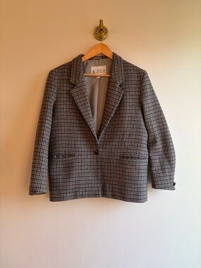 Thistle Woollens Houndstooth Blazer - Gray/Brown